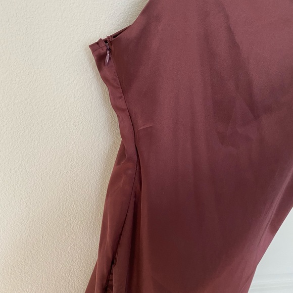 Verdusa Women's Split Hem Cowl Neck Spaghetti Strap Satin Dress - Picture 6 of 6